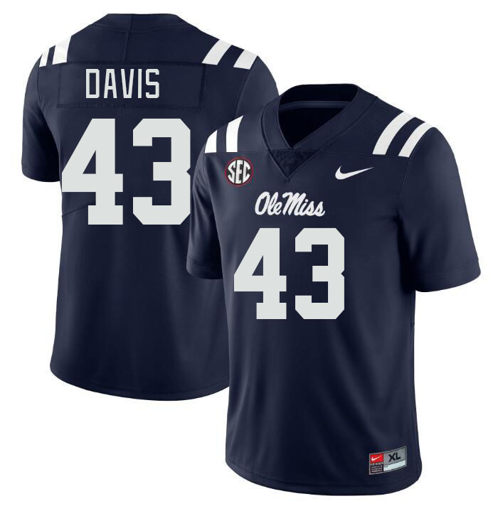 Ole Miss Rebels #43 Dylan Davis College Football Jerseys Stitched Sale-Navy